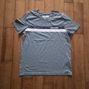 Abercrombie Kids  Boy's Slate Blue Stripe Crew T-Shirt Size 13-14
